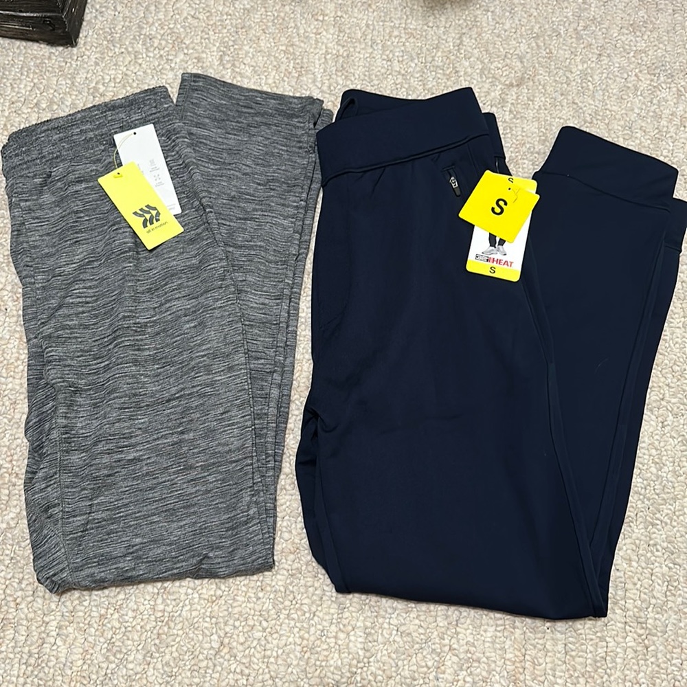 NWT 2 pairs men’s athletic pants sz small 32° heat Navy, All in Motion Gray